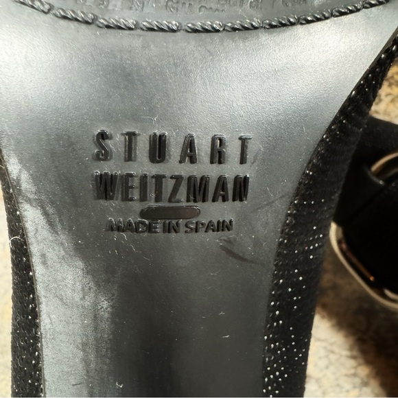 STUART WEITZMAN Heels Womens Size 7.5 The Tube Black Goose Bump Leather (Spain) - Picture 11 of 11